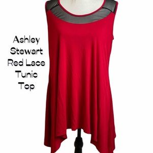 Ashley Stewart Red Shark Bite Sleeveles Tunic Tank Size 12